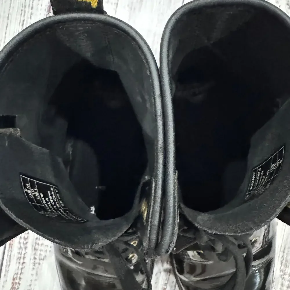 Dr. Martens Zavala Black Patent Combat Boots 9/10